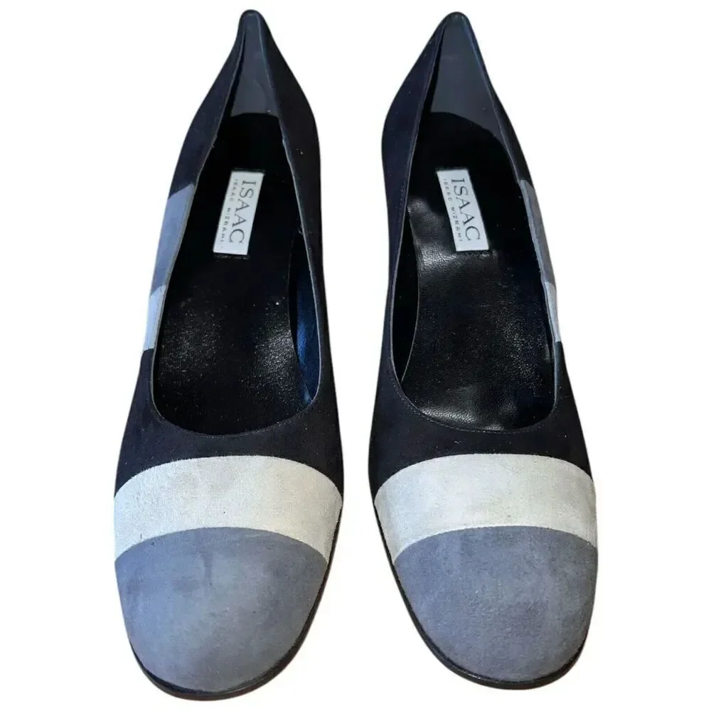 Isaac Mizrahi - Pam - Black/Grey Suede Round Toe Pump Womens Sz 10M GREAT CONDIT